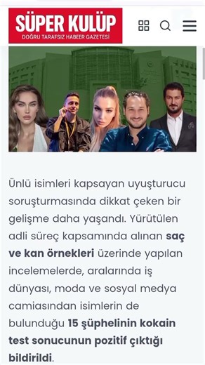 Ünlülere yönelik uyuşturucu soruşturmasında yeni gelişme: 15 şüphelinin testi pozitif çıktı