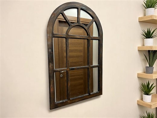 Handmade Rustic Arched Window Mirror: Distressed Wood Frame Wall Decor - Etsy