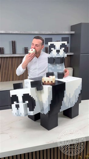 Chocolate Minecraft panda and cake!