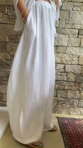 Cyril Crinkelle Wide Leg Pant White
