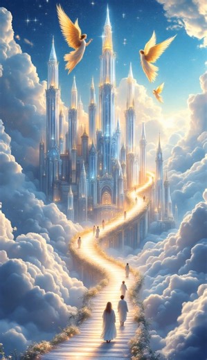 Heaven’s Castle Awaits | Walk the Path of Light with Angels Above the Clouds