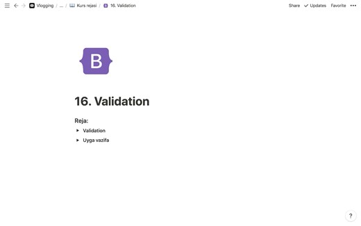 Bootstrap 16. Validation