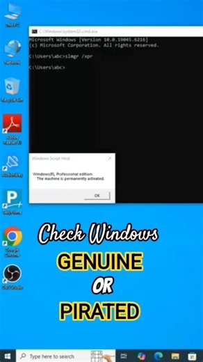 How to check Windows Genuine or Pirated 👍☠️ #shorts #viral #computer #laptop #reels
