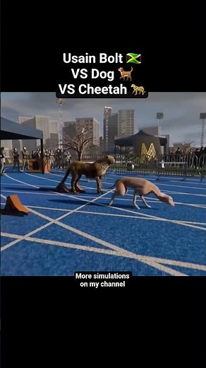 Usain Bolt 🇯🇲 VS Cheetah 🐆 VS Fastest Dog 🐕 100m race with headstart, 3D Speed Comparison #athletics