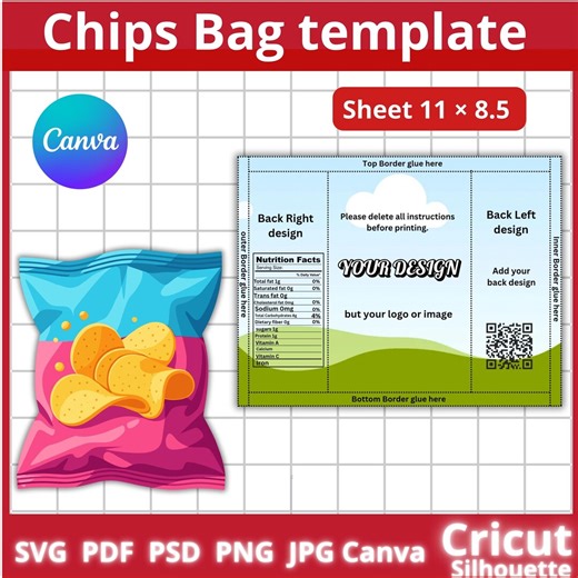 Chip Bag Template, Party Kit Design (digital Download) - Etsy