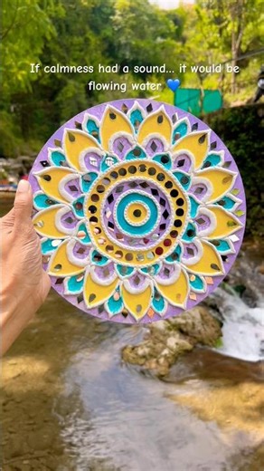 Creating this mandala beside flowing water felt like meditation Watch till the end🪷🌊#theroshni #diy