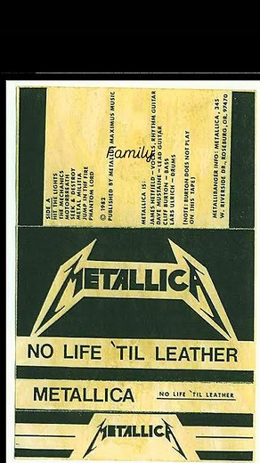 Metallicafamily on Instagram: "No Life 'Til Leather" is the title of a 1982 demo tape by Metallica, not a specific song with its own lyrics. The demo tape includes early versions of songs that later appeared on their debut album, Kill 'Em All #metallicafamily #metallica #metallica80's #metallicaforever #metallicafan #metallicadaily #metallicafanpage #metallicacollection #metallicafamily #metallicaforever #metalthrash #foryou#viralvideo#instadaily#shareifyouagree #explorepage#savethispost#shareli