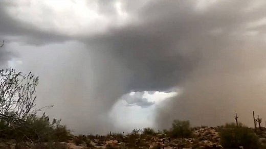 AMAZING! Dust storm, meet downburst. Downburst, meet dust storm. 💨💦 VIDEO: Ruth Montgomery MORE: http://bit.ly/2AANti9 | FOX 10 Phoenix