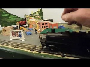 Marx Toy Train Set No. 2504 w/Battery Operated No. 401 Engine on Small Train Layout