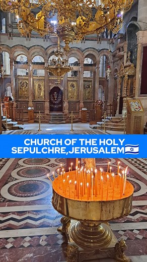 The Church of the Holy Sepulchre contains the traditional sites of Jesus' crucifixion at Calvary (or Golgotha) and his burial tomb. Inside, there is a shrine called the Aedicule that encloses the tomb, and also the Stone of Anointing, where his body was prepared for burial. The church is a large complex with multiple chapels, including the final stations of the Via Dolorosa.🇮🇱✡️ #Israel #Jerusalem #holyplace #vacation #travel #fypシ゚ #viralvideoシ #reelsviralシ | Romeo sa Israel