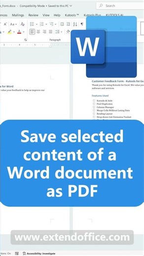 Save selected content of a Word document as PDF