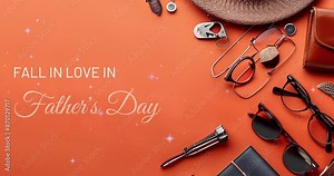 Craft a distinguished copy space background for Father's Day, featuring bold colors, masculine motifs, and endearing symbols of fatherhood to celebrate and recognize the strength, guidance