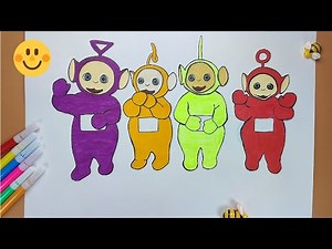 Drawing and Coloring the Teletubbies with Sun Baby - easy drawing step by step
