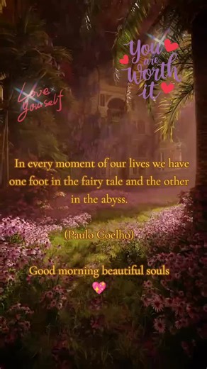 ✨ Some mornings feel like magic… others feel like survival. But maybe that’s what makes life so beautiful. 🌄 📜 “In every moment of our lives, we have one foot in the fairy tale and the other in the abyss.” – Paulo Coelho 🌞 Good morning, beautiful souls. 💛 #MorningVibes #SpiritualAwakening #DeepThoughts #FairyTale #CoelhoQuotes