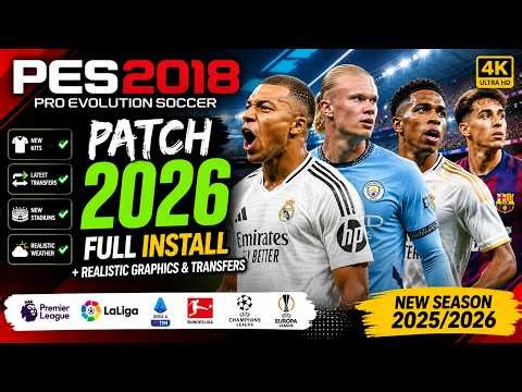 PES 2018 PATCH 2026 🔥 Full Install + Realistic Graphics & Transfers