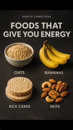 Fuel your day with simple, clean, energy-boosting foods ✨ #healthconscious #energyfoods #eatclean #oats #bananas #ricecakes #nuts #healthychoices #wellnessjourney #cleaneating | Healthconscious20 | Facebook