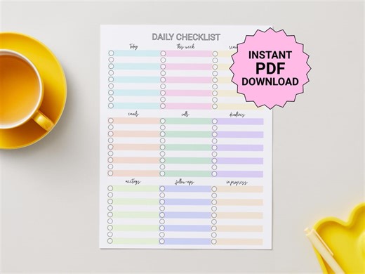 Daily Work Checklist | Printable To-do List | Office Productivity Planner | Instant PDF Download - Etsy