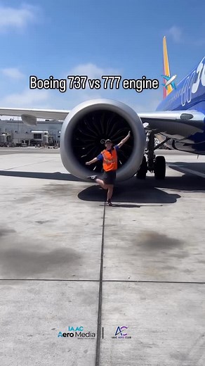 Aero Club - IAAC on Instagram: "Boeing 737 vs 777 engine size difference…✈️ A fun fact about the Boeing 737 vs.the Boeing 777 is that the diameter of a single engine on the Boeing 777 is almost as large as the fuselage of a Boeing 737..Specifically,the General Electric GE90 engine on the 777 can have a fan diameter of about 128 inches (10.7 feet),while the fuselage of a Boeing 737 is roughly 148 inches (12.3 feet) in diameter! That gives you a sense of just how massive the engines on the 777 are