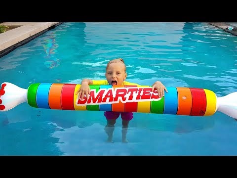 Giant Inflatable Toys & swimming in the pool