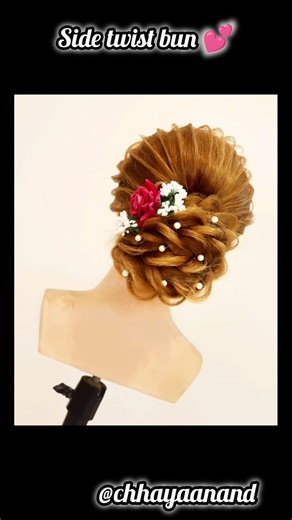 side twist bun tutorial by Chhaya 💕 (part 1) #hairstyle #hairstyletutorial #bunhairstyle