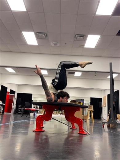 TJ | Contortionist on Instagram: "Act creation from my time in Orlando! First time using this beautiful new contortion table made for the show. Haven’t felt this good since before my injury (two years ago). Can’t wait to start this next chapter 🎭🎪🤸‍♂️🚢 @themissbehaveshow #contortion #pushup #handstand #training #cheststand #chinstand #flexibility #forearmstand #elbowstand"