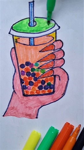 vẽ cốc trà sữa cho con gái #drawing #shortsvideo