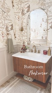 A few days before Christmas and we thought, “Let’s just freshen up the guest bath before hosting.” Fast forward to a fully tiled shower, new sconces, board & batten, drunk monkey wallpaper, and a whole lot of late nights 🤍🎄 The finishing touch? The hardware. We partnered with @amerockhardware , and their pieces truly pulled the entire space together — proof that the little details really do make the biggest difference. Now we’re officially guest-ready… and yes, the Christmas monkeys were a non