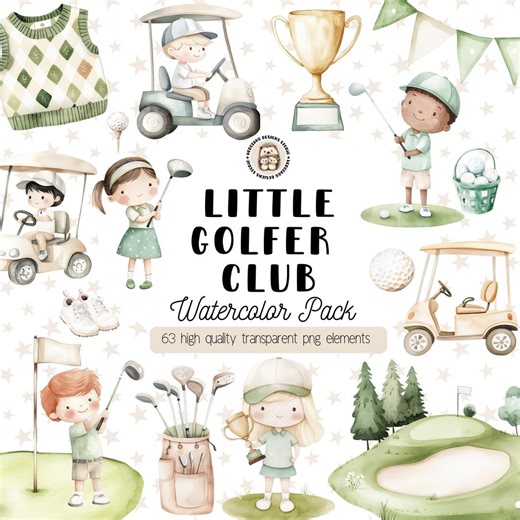 Watercolor Golf Clipart - Little Golfer, Golf Player, Cart, Caddy, Ball Pngs, Baby Shower & Nursery Decor (commercial Use, Digital Download) - Etsy