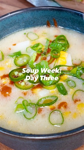 Get the recipe for Corn and Coconut Soup with Ginger and Scallions here: https://bit.ly/3LbhAC0 Soup Week, Day 3! Coconut and corn belong together! Much like creamy butter, rich, full-fat coconut milk complements the corn's grassy sweetness without obscuring it. This tom kha gai-inspired corn and coconut soup brings together the signature flavors of Thai cooking (salty, spicy, sour, sweet) with pantry-friendly ingredients. Frozen corn, canned coconut milk, umami-packed fish sauce, jalapeño and l