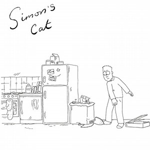 Simon's Cat doing his best to not waste precious food! Show us your trash cats... | Simon's Cat