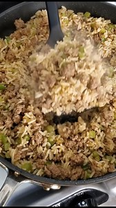 Dirty Rice with Ground Beef Savory, a little spicy, and packed with flavor, this Dirty Rice with Ground Beef is a one skillet comfort meal. It has beef, rice, peppers, and Cajun spices all cooked together. My family loves this one and my kids are always asking for the spicy rice meat, so it is perfect for a reel from the sizzle in the pan to that fluffy, steamy rice close up. Ingredients: 1 lb ground beef 1 1/2 cups long grain white rice, rinsed 1 small yellow onion, finely diced 1 small green b