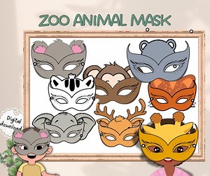 Zoo Animal Masks Printable – 9 Animal Face Templates for Kids – Safari Party DIY Masks – Instant Download Pdf,craft Activity, Carnaval Mask - Etsy