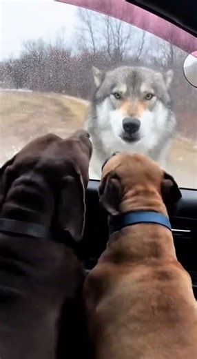 Pit Bull Jumps Out of a Car and Attacks a Wolf — Caught on Camera #pitbull #dog #wolf #wildlife