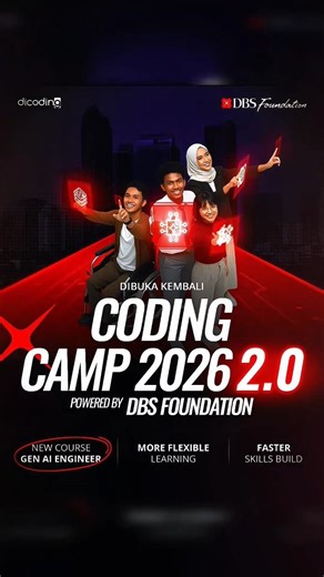 dicoding Beasiswa yang kamu tunggu datang kembali.Coding Camp 2026 2.0 powered by DBS Foundation.