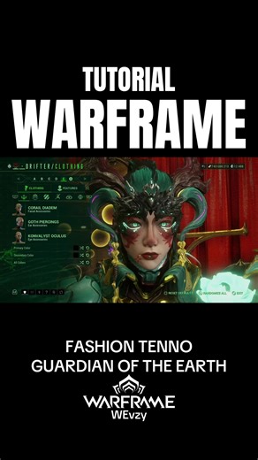 Tutorial fashion Tenno guardian of the earth @warframe #warframe #warframecommunity #warframetiktok #fashionframe #tennocreate