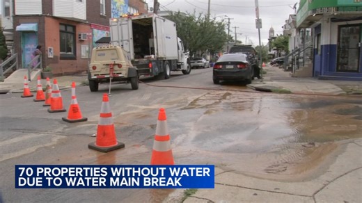 Dozens of properties without water due to main break in Philadelphia's Kensington section