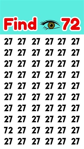 Try to find the different number 72 with in 10 second's