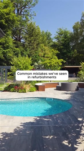Common mistakes we see in pool refurbishments… Tiles and colour choices are usually what people focus on the most when they want a pool refurb, but the most important issues are the things happening underneath... ⬇️ Uneven substrates, outdated filtration, drainage that pushes dirt back onto the coping, materials that don’t age well together, or waterproofing that was skipped altogether. They’re easy to miss. But they’re the details that decide whether your refurbished pool stays looking good for