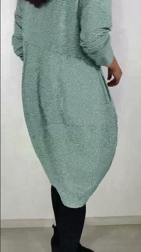 I Love Tunics presents Green Stripe Cocoon Winter Pocket Tunic Dress