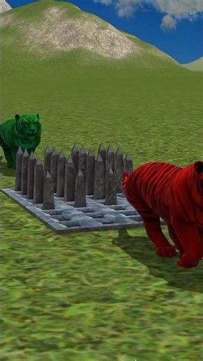 funny tiger's Survive Spike pit trap color cartoon | Nyros09