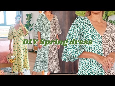 Making my new favorite spring dress | Balloon/Bishop sleeve dress | Step by step sewing tutorial