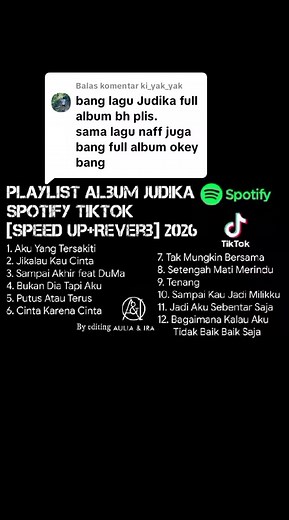 Membalas @ki_yak_yak yg request Judika Playlist Album Judika Spotify Tiktok [Speed up Reverb] 2026 🔥 Buat yang lagi patah hati gamon cocok ini. Kalo suka silahkan like,share dan subscribe ✌️🙂 Source : https://open.spotify.com/intl-id/artist/5fS7aONqrIhiw6YzgKVOsd https://youtube.com/@judika.entertainment?si=y0gcE3JdCWOG05zP Silahkan subscribe channel di atas 👍 Editing hp Redmi 13C 6/128 App : Vn,Slowed & Reverb, Phonto, Panda,Capcut Sekian makasih telah menonton video ini. Thx Bg Judika 🙏 #s