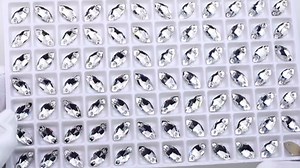 DONGZHOU Sew On Rhinestone Clear Sewing Stone with Holes Navette Shape Beads Crystals Flat Back Glass Rhinestones Crystal Gems Clothing Accessories for Costume, Clothes, Garments, DIY Crafts 10 * 5