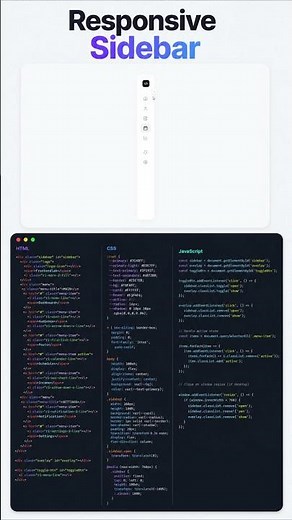 Responsive Sidebar Menu Using HTML CSS & JavaScript 🔥#coding #css