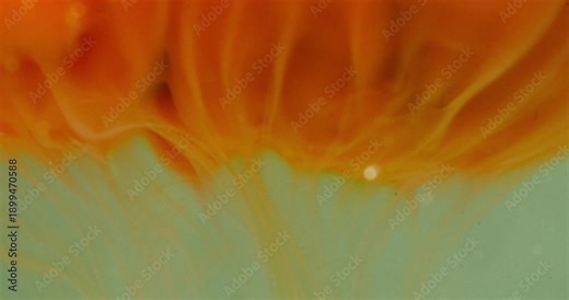 Abstract orange fluid ink dripping and dissolving in water like organic jellyfish tentacles