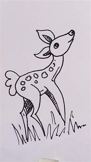 Cartoon Musk Deer Drawing 🦌 Easy Cute Art #Drawing #Art #Short #B.artwork