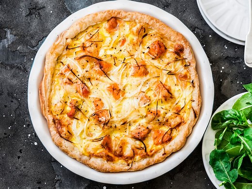 Quiche au poireau et saumon fumé