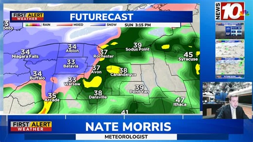 Uneventful weather the rest of today, but tomorrow things get complicated. A system moving through will have cold air wrapping around behind it, which will change rain over to wet snow. Still some uncertainty as to whether that change will be in the afternoon or evening. Lake effect snow returns Monday and Tuesday; Tune in to News10 NBC at 6pm for the latest forecast update. | WHEC TV