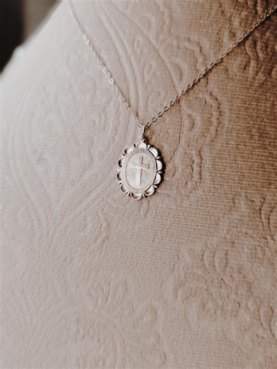 Sterling Silver Cross Necklace, Cross Medallion, Religious Necklace, Catholic, Statement Necklace, Gift for Her, Mothers Day, Easter Gift - Etsy