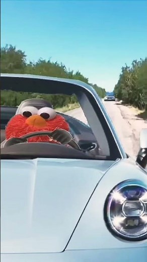 Elmo's crazy driving a car